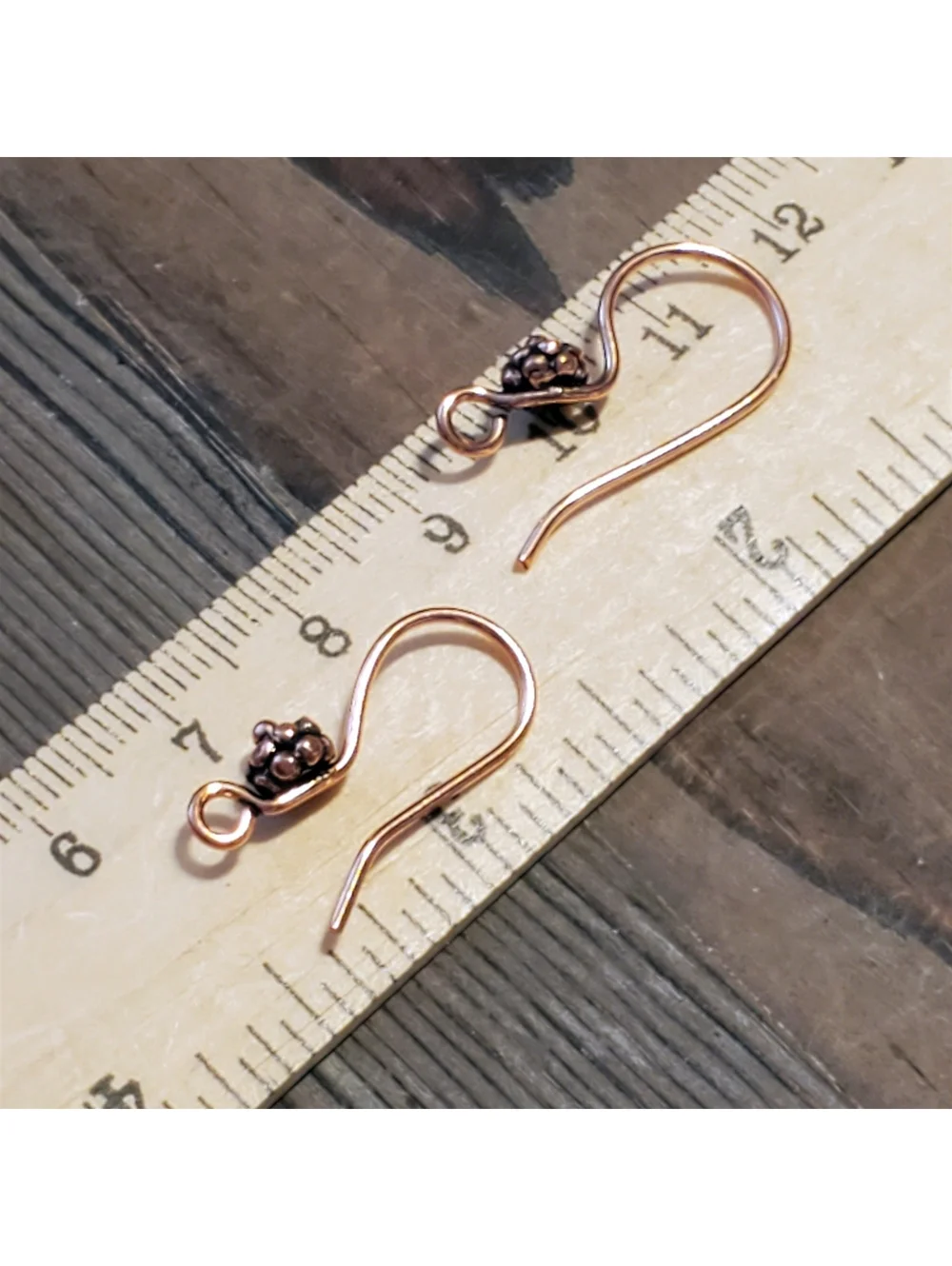 Fancy Handcrafted India Solid Copper Bali Bead Ear Hooks Earring Wires 10 pcs